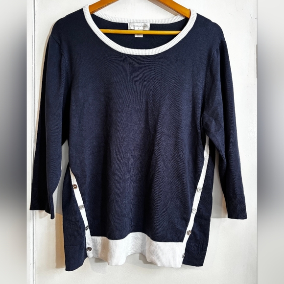 Christopher & Banks Sweaters - Christopher & Banks Navy and White Knit Top